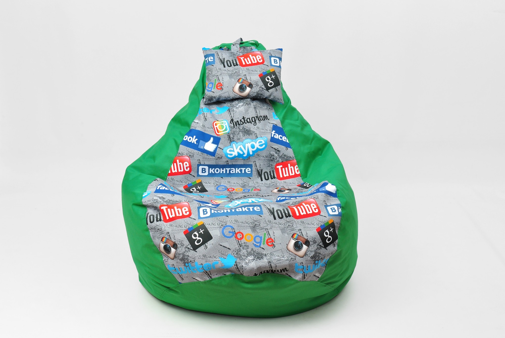 

Кресло-мешок Ecobag Груша комби 140/100 Зеленый