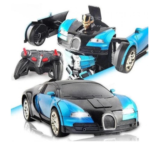 

Машинка трансформер с пультом Bugatti Robot Car самотрансформирующаяся Size 1:12 Синяя