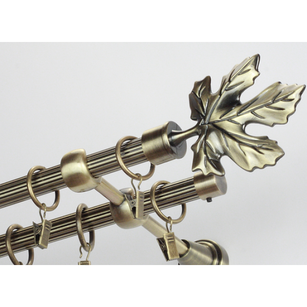 

Карниз Металлдеко металлический двухрядный Клен 16 мм бронзовая гладкая труба 3 метра