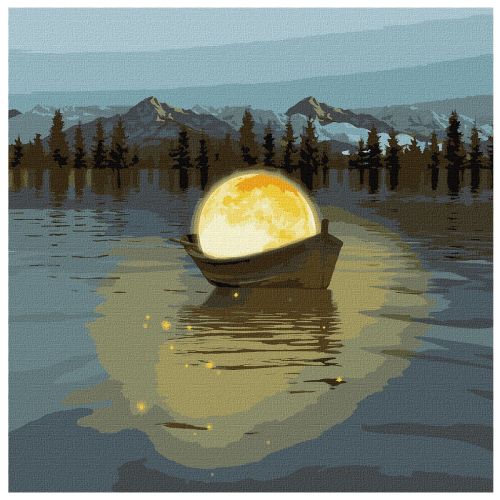 

Картина по номерам / анти-стресс раскраска "Лунная лодка с красками металлик" ★★★