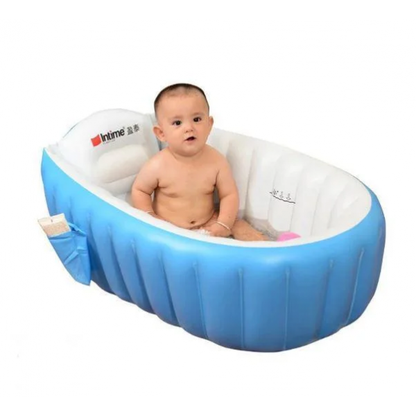 

Надувная ванночка детская Intime baby bath tub JS033 с насосом и подушкой 98х65х28 см