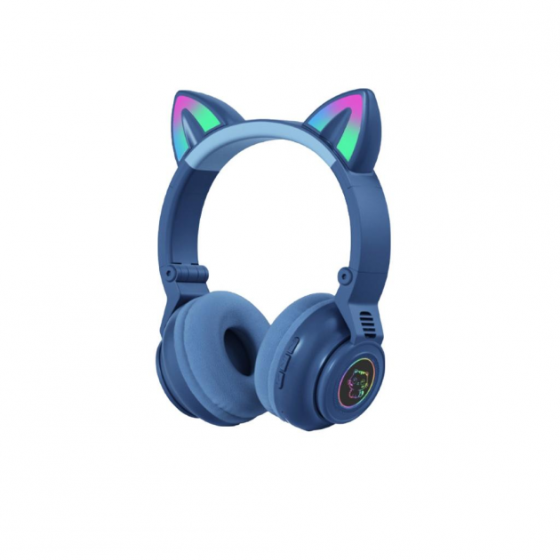 

Беспроводные блютуз наушники с кошачьими ушками Cat Ear STN-26 и LED подсветкой Синие