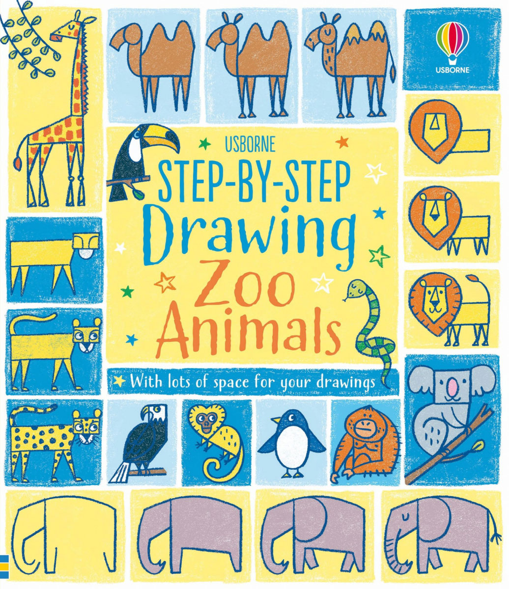 

Детская обучающая книга по рисованию Usborne Усборн Step-by-step Drawing Zoo Animals (9781474989787)