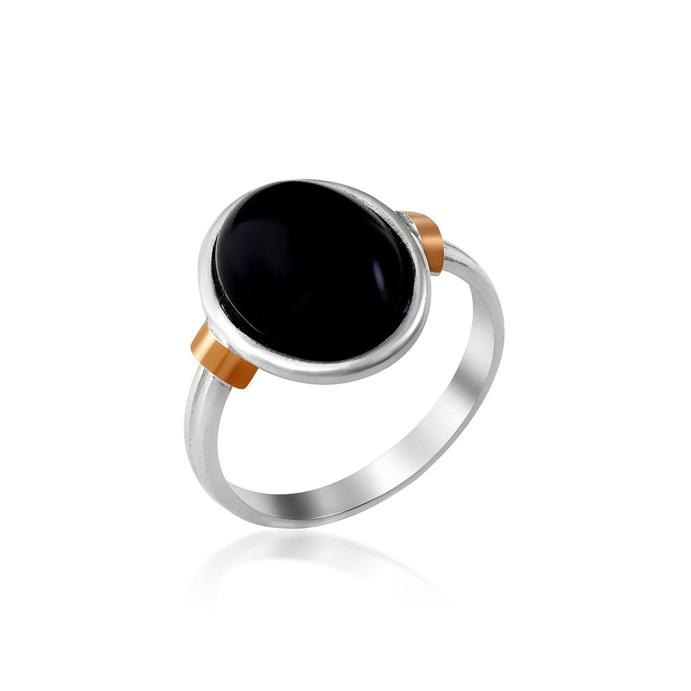 

Серебряное кольцо с ониксом Юрьев арт.490 к 17.5