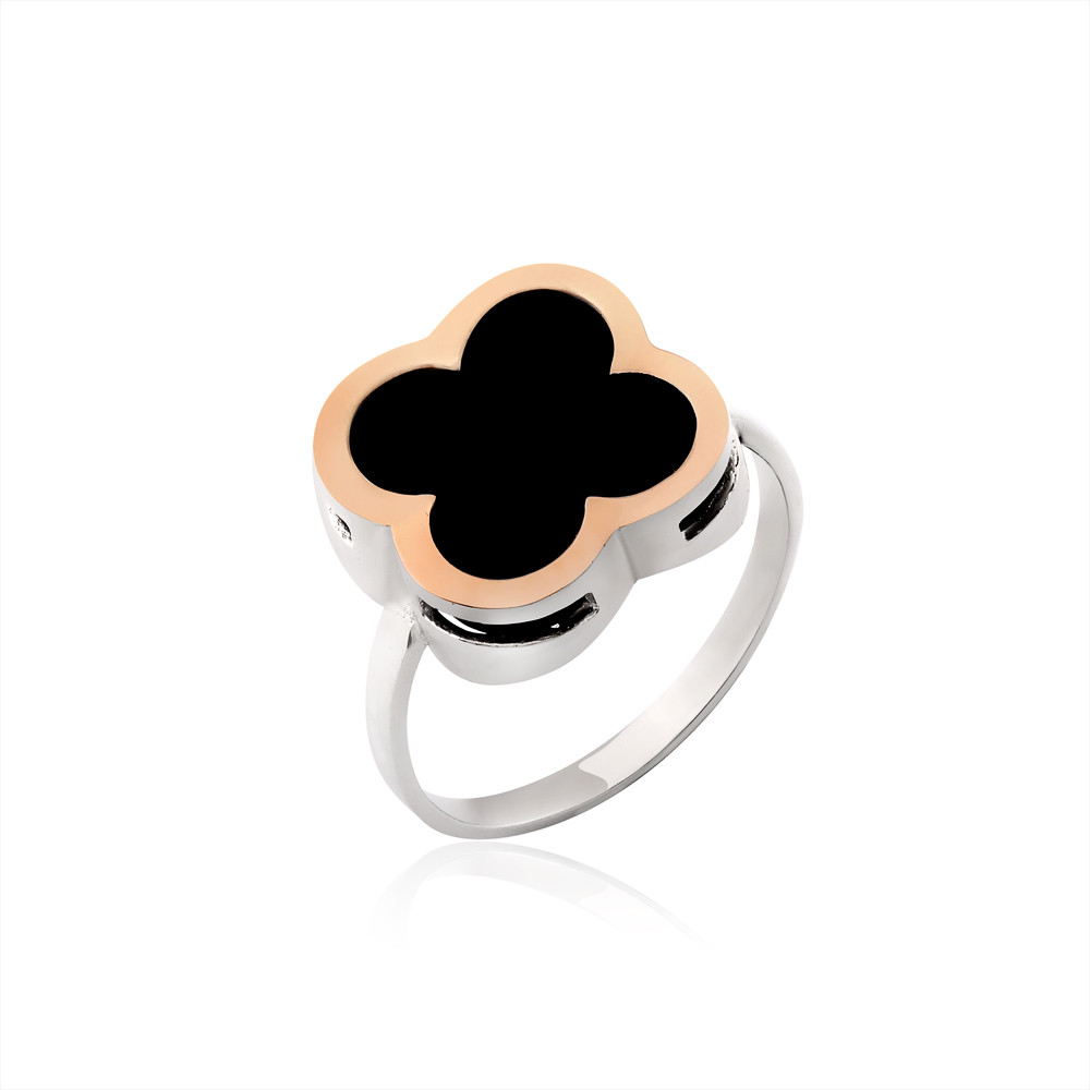 

Серебряное кольцо с ониксом Юрьев арт.497 к 16.5