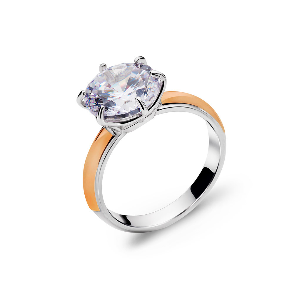 

Кольцо с белым фианитом Юрьев арт.485 к 19