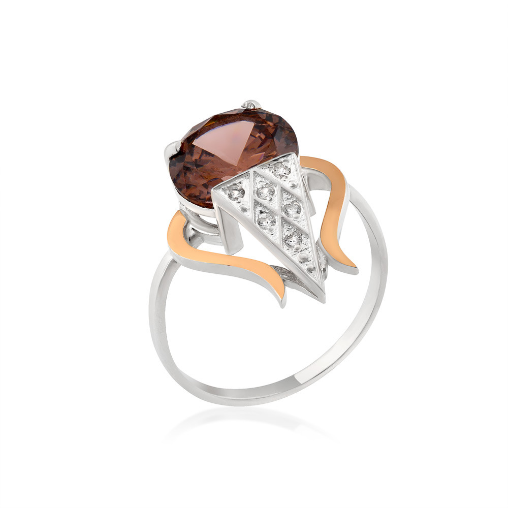 

Серебряное кольцо с фианитом Юрьев арт.522 к 18.5