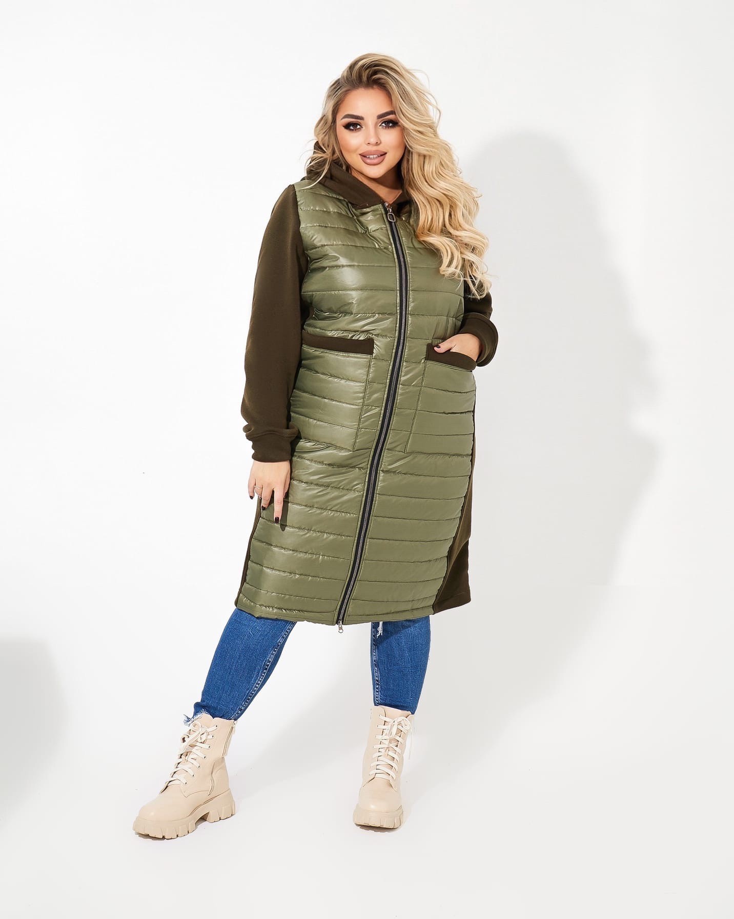 

Куртка женская длинная стеганая плащевка на молнии с капюшоном трехнить Miss Podium Хаки, Куртка женская длинная стеганая плащевка на молнии с капюшоном трехнить Miss Podium Хаки 60-62