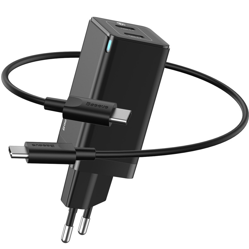 

СЗУ Baseus GaN2 QC (2 Type-C/ 45W) + кабель Type-C to Type-C 65W Черный
