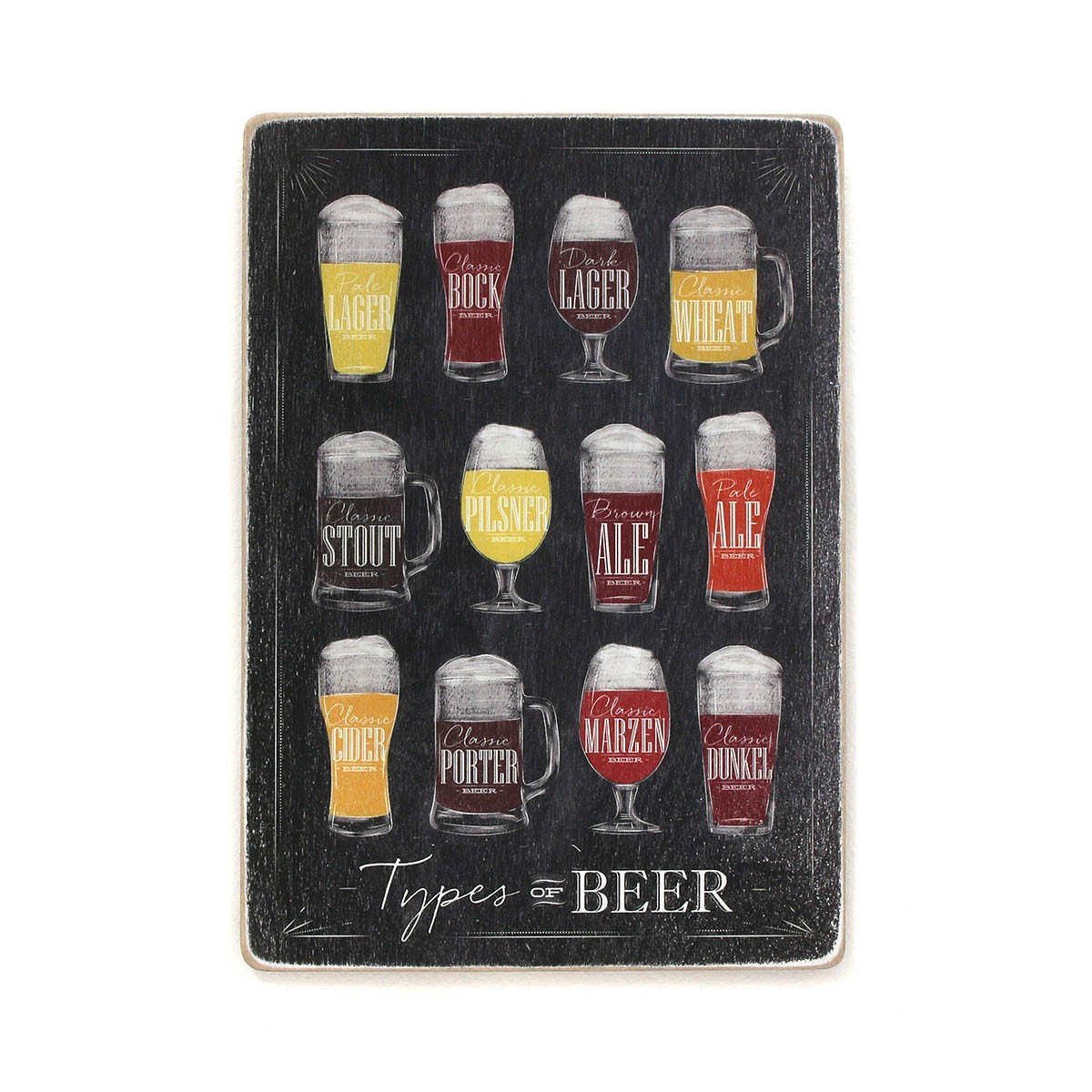 

Деревянный постер Wood Posters "Types of beer. Виды пива. Вертикальный. Темный фон" (A1 формат, фанера)