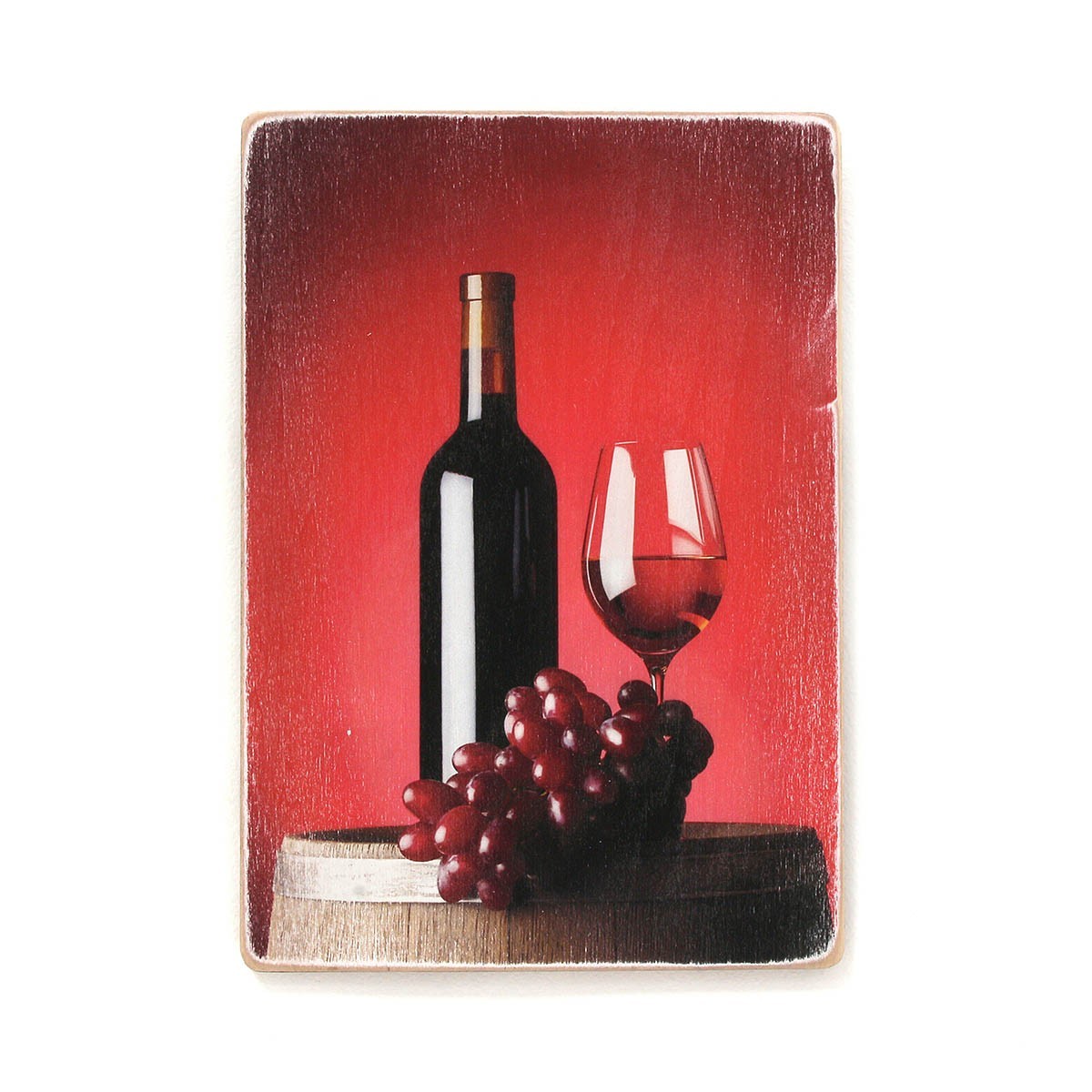 

Деревянный постер Wood Posters "Бутылка красного вина с бокалом и виноградом. Красный фон" (A3 формат, фанера)