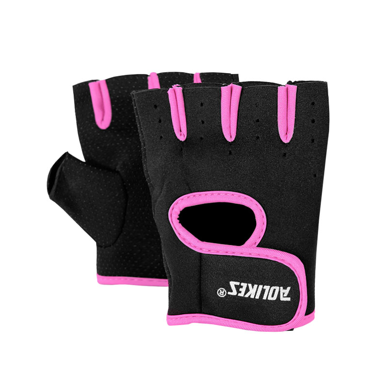 

Спортивные перчатки AOLIKES A-1678 Black + Pink M без пальцев нескользящие