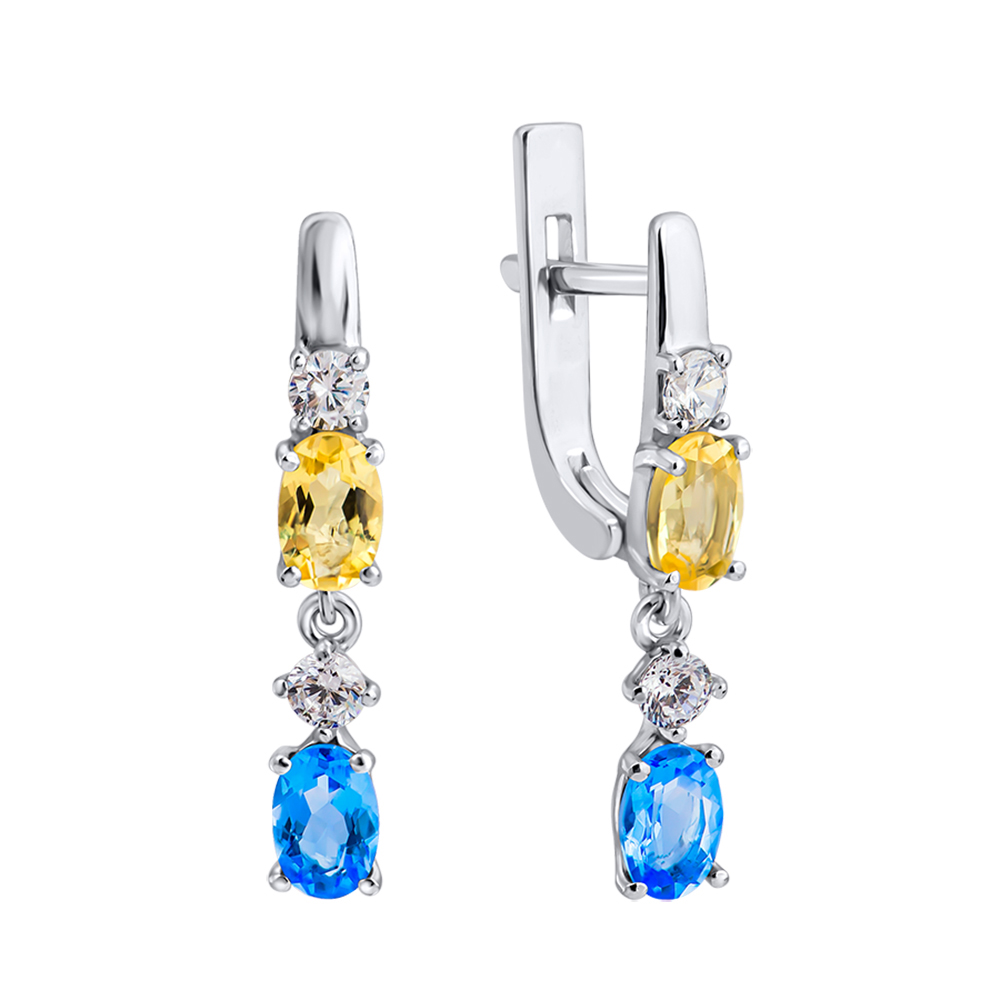 

Серебряные серьги-подвески с кварцем, цитрином и фианитами 000123512