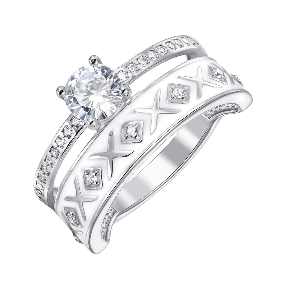 

Серебряное кольцо с фианитами и эмалью 000151942 16.5 размера