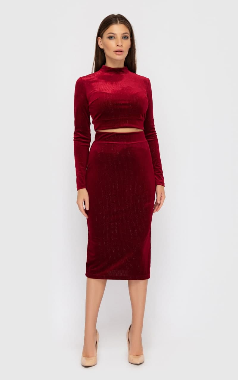 

Fashions • Костюм с кроп топом Shell Fashions  бордовый (4174, Fashions • Костюм с кроп топом Shell Fashions M бордовый (4174)