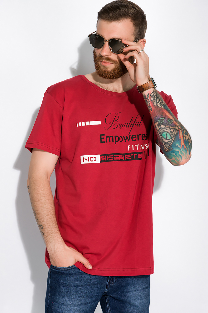 

Хлопковая футболка с надписью Time of Style 148P114-8 XXXL Бордовый