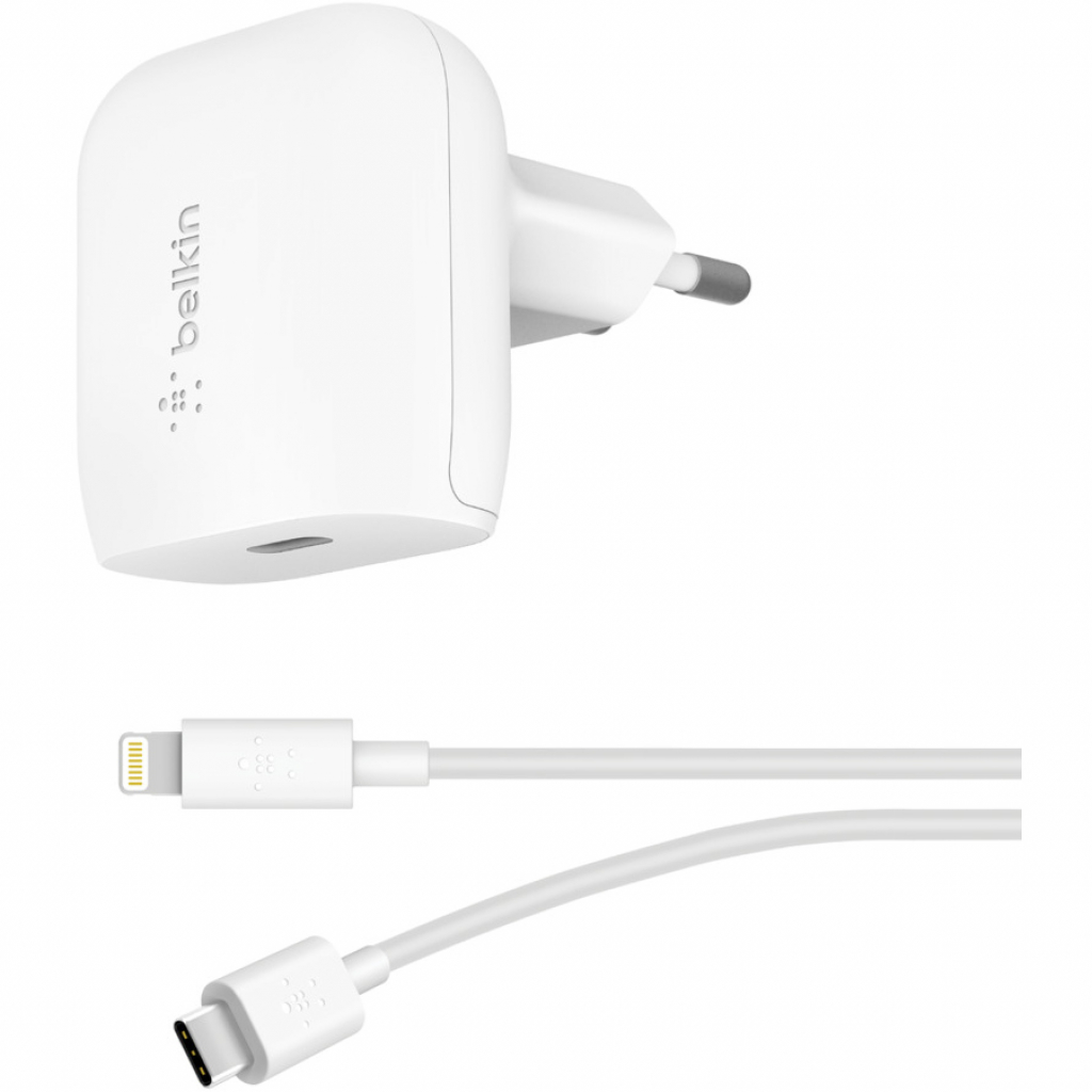 

Зарядное устройство Belkin Home Charger 20W PD, USB-C - Lightning 1.2m, white