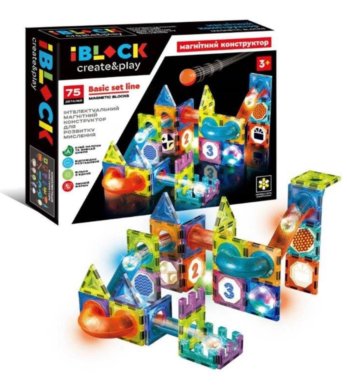 

Конструктор магнітний IBlocK 75 дет PL-921-255