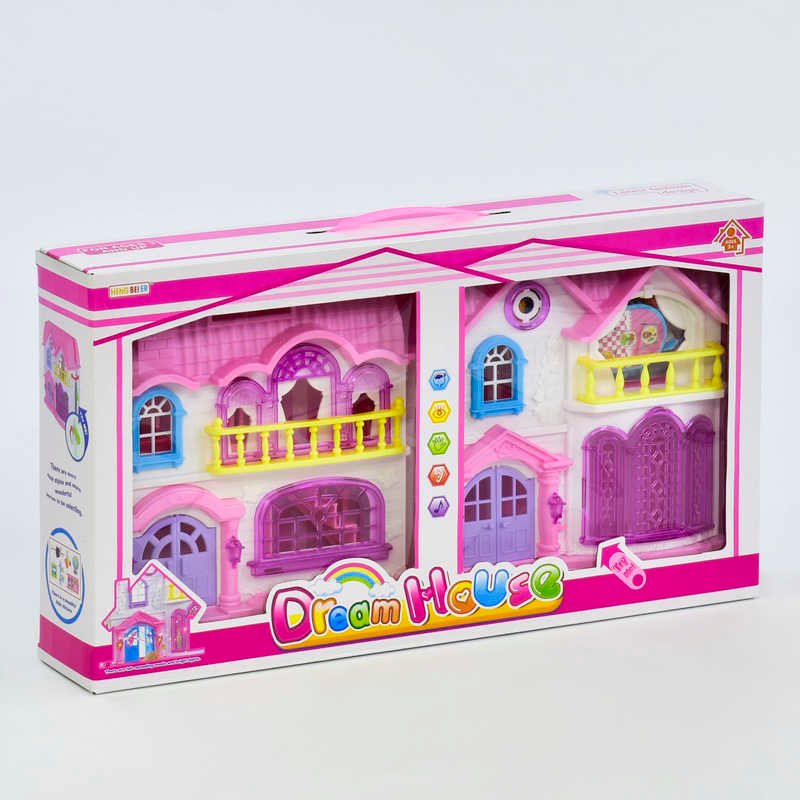 

Игровой набор домик для кукол, фигурок 8116-1 2 этажа, 4 фигурки персонажей, мебель, свет, звук, на батарейках