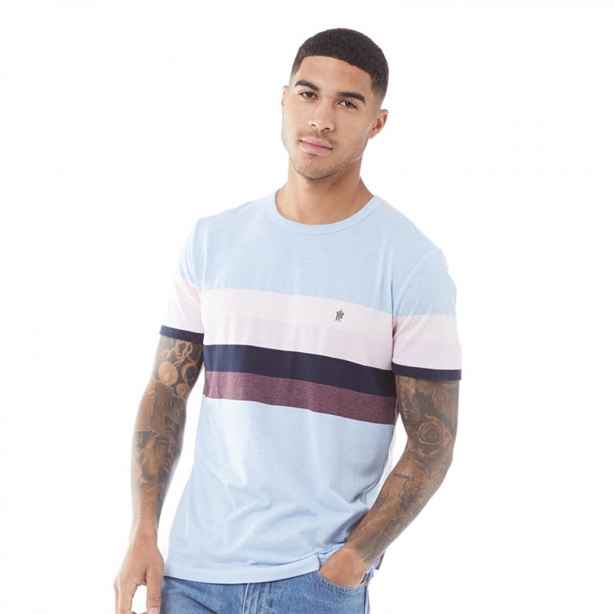 

Футболка French Connection Four Chest Stripe Sky Melange/Pink Melange Sky Blue, S (42)