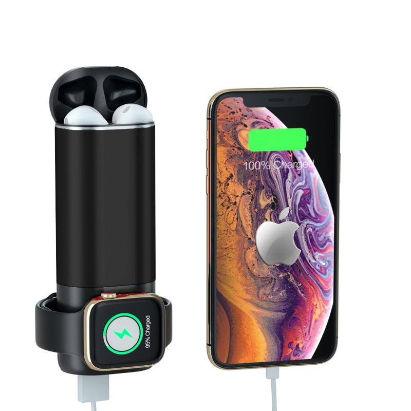 

Портативная батарея повер банк Power Bank 3 в 1 для смартфона, часов, наушников Черный