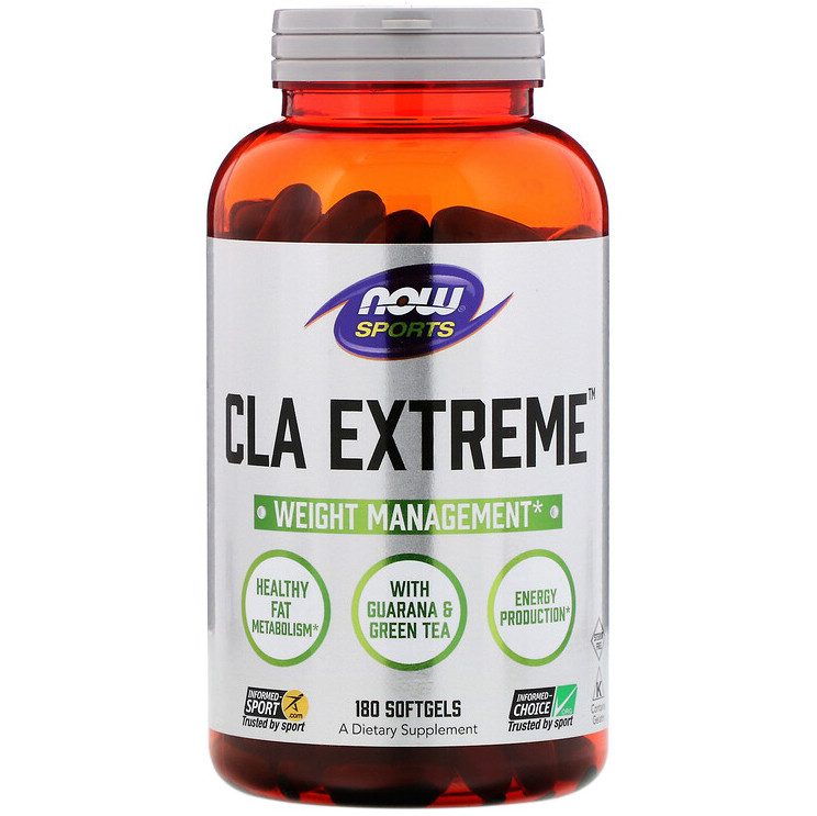 

Конъюгированная линолевая кислота NOW Foods Sports "CLA Extreme" с гуараной и зеленым чаем (180 гелевых капсул)