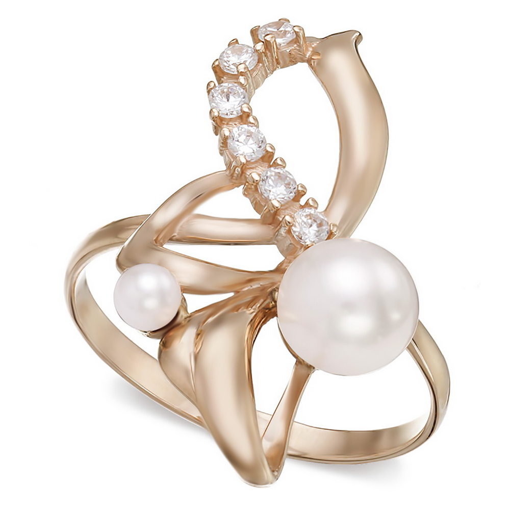 

Золотое кольцо с жемчугом и фианитами Tango Jewellery Company 380081 размер 18.5