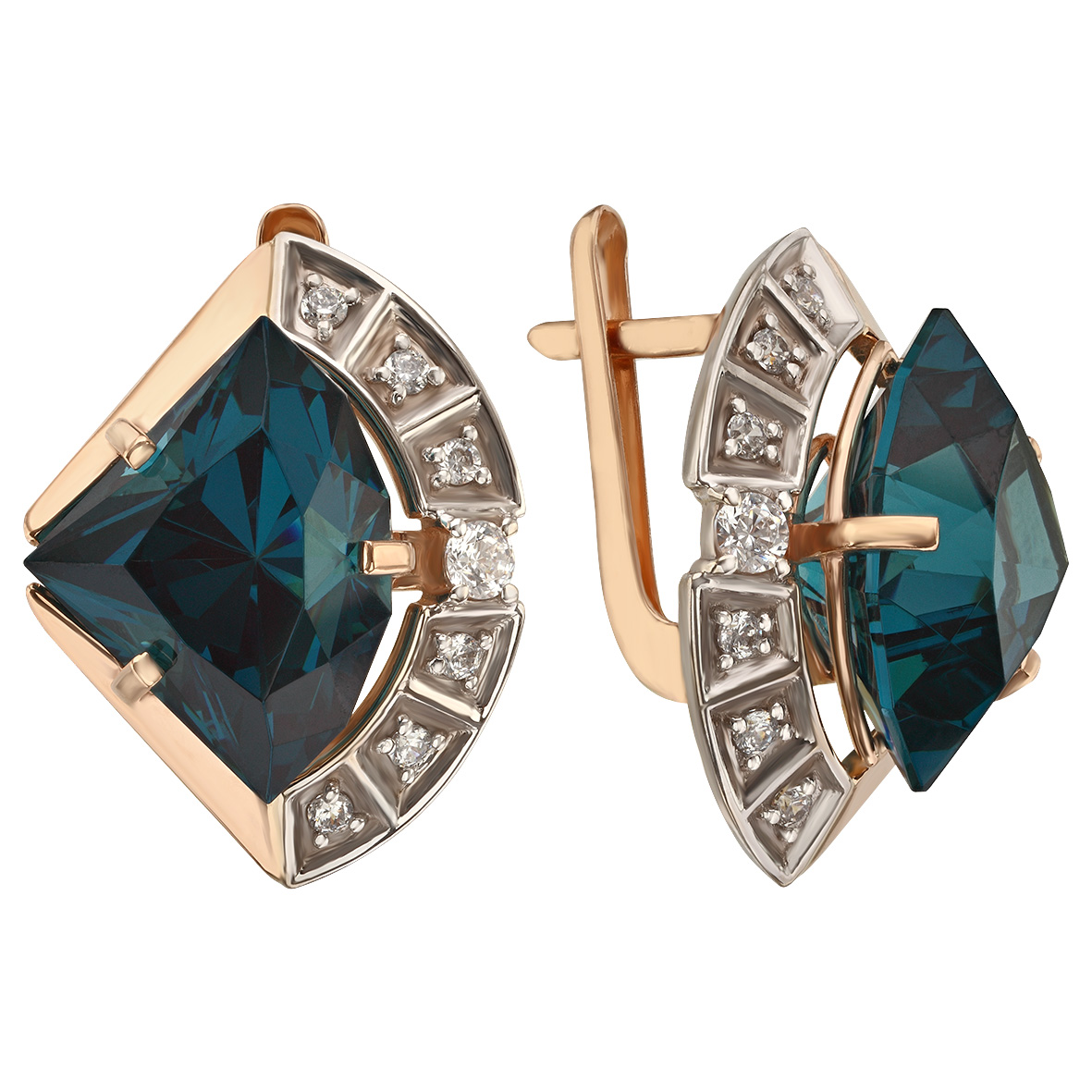 

Золотые серьги с голубым топазом и фианитами Tango Jewellery Company 451396