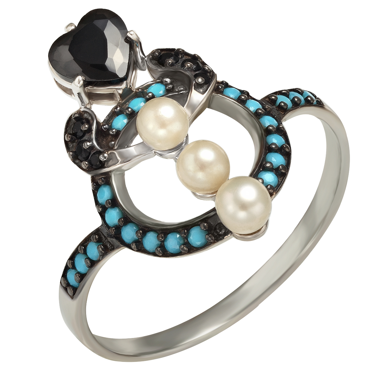 

Серебряное кольцо с жемчугом, фианитами и нанокристаллами Tango Jewellery Company 380190С размер 19