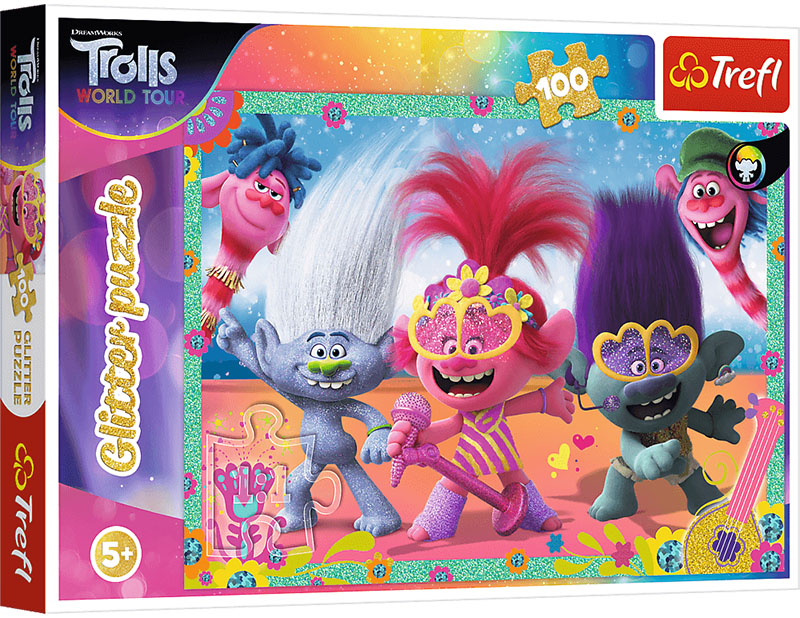 

Пазли Trefl Glitter - Блискучі Тролі / Universal Trolls World Tour, 100 елементів (14822)
