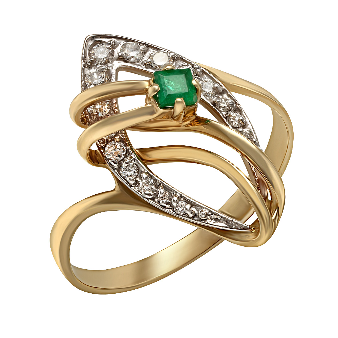 

Кольцо в лимонном золоте с бриллиантами и изумрудом Tango Jewellery Company 752141М размер 19.5