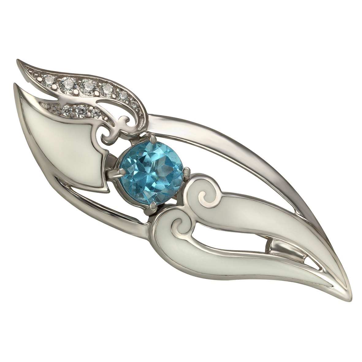 

Серебряная брошь с топазом, фианитами и эмалью Tango Jewellery Company 671050А