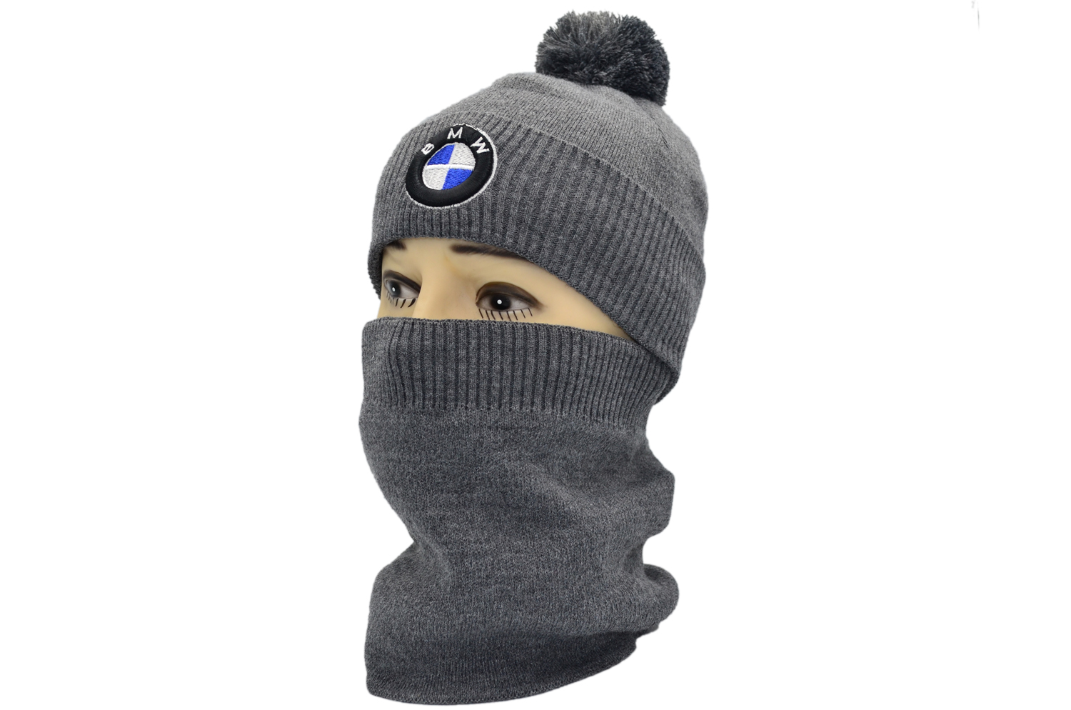 

Комплект Flexfit шапка з помпоном и снуд BMW 55-59 см серый (F-0918-639)