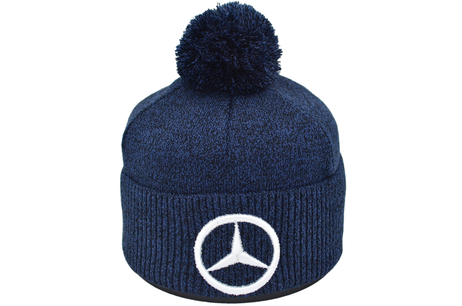 

Шапка з помпоном Flexfit Mercedes 55-59 см синий меланж (F-0918-608)