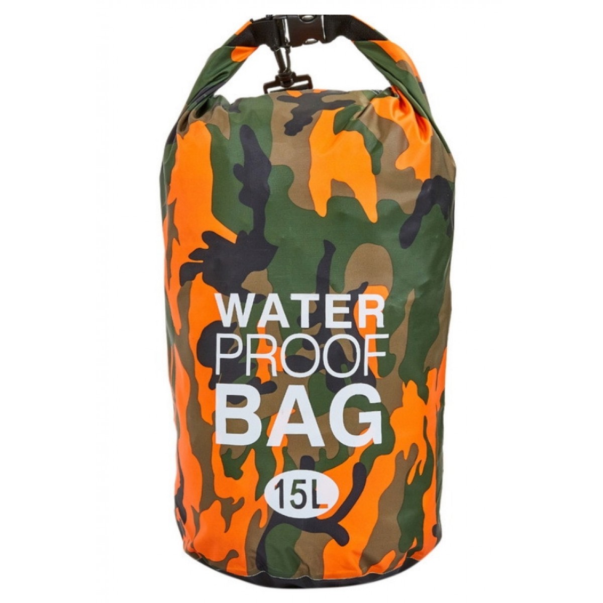 

Гермомешок с двойным плечевым ремнем Water Proff BAG 15 литров полистер-PVC, водонепроницаемый, оранжевый камуфляж