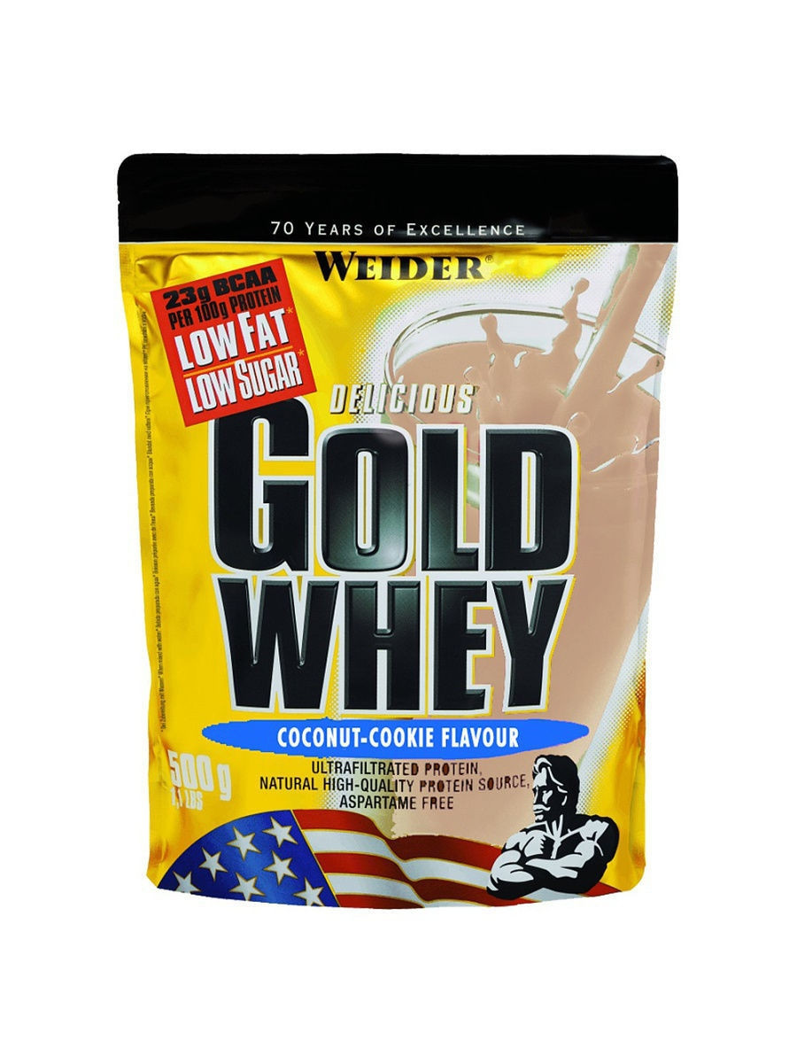 

Сывороточный протеин Weider "Gold Whey" Кокосовое печенье (500г)