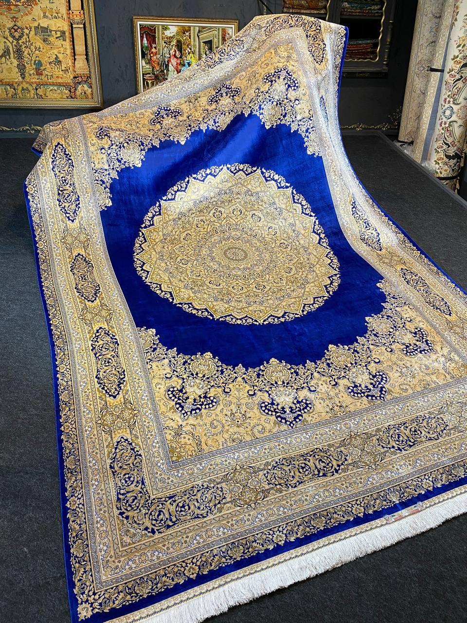 

Ковер Faravahar Silk 150х230 см Синий с золотистым (0589)