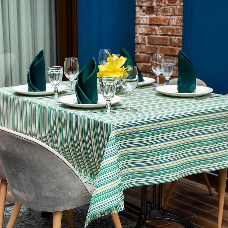 

Скатерть с тефлоновым покрытием MacroHorizon Полоска мелкая Салат, Диаметр 170 см