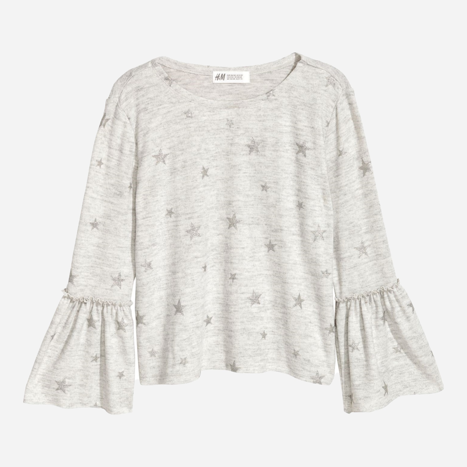 

Футболка с длинными рукавами H&M 1112-5507446 170 см Светло-серая