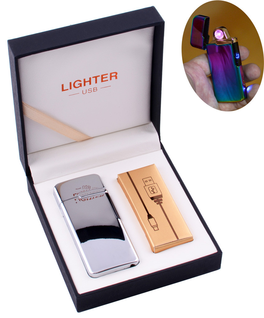 

Электроимпульсная зажигалка в подарочной коробке LIGHTER (USB) №HL-122 Silver