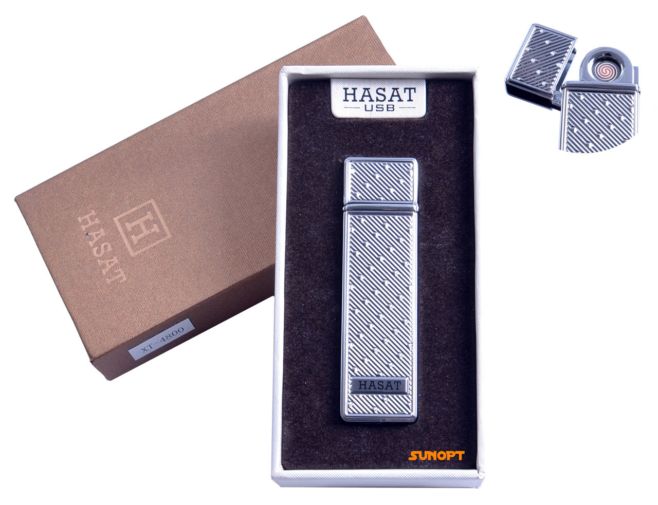 

USB зажигалка в подарочной упаковке "Hasat" (Двухсторонняя спираль накаливания) №4800-8