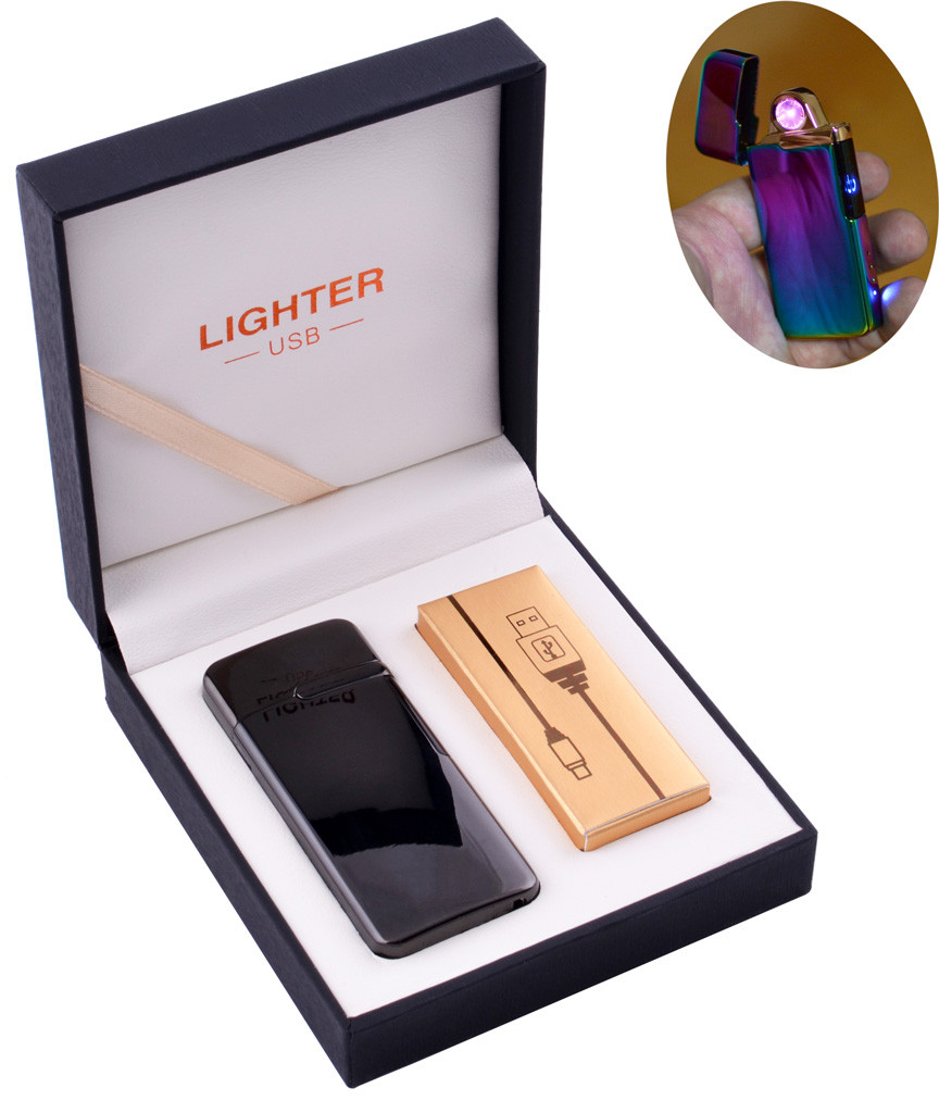

Электроимпульсная зажигалка в подарочной коробке LIGHTER (USB) №HL-122 Black