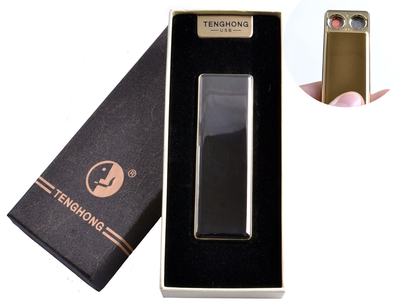 

USB зажигалка в подарочной упаковке (Две спирали накаливания) №4863 Черный