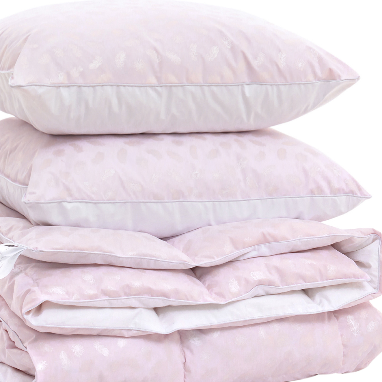 

Набор пуховый MirSon №2153 Bio-Pink Зима 50% пух одеяло 220х240 + подушки 50х70 2 шт упругие