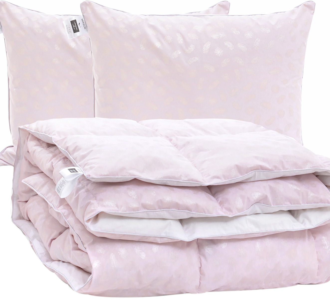 

Набор пуховый MirSon №2205 Bio-Pink Зима 50% пух одеяло 220х240 + подушки 50х70 2 шт средние