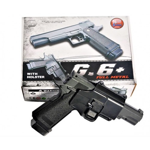 

G6+Страйкбольный пистолет Galaxy Colt M1911 Hi-Capa с кобурой металл черный