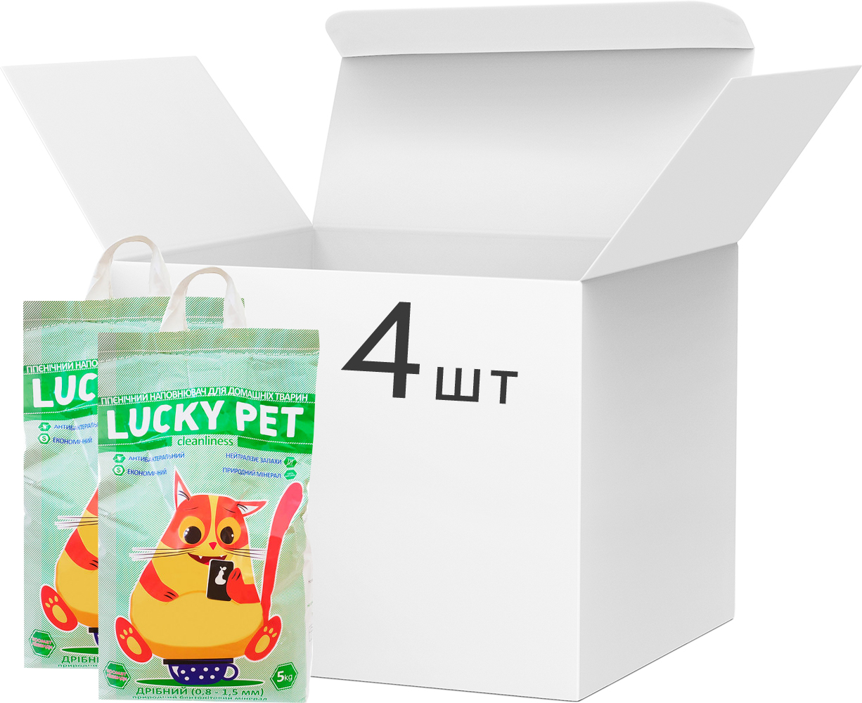 

Упаковка наполнителя для кошачьего туалета Luсky Pet мелкий Бентонитовый комкующий 5 кг х 4 шт (4820224210100)