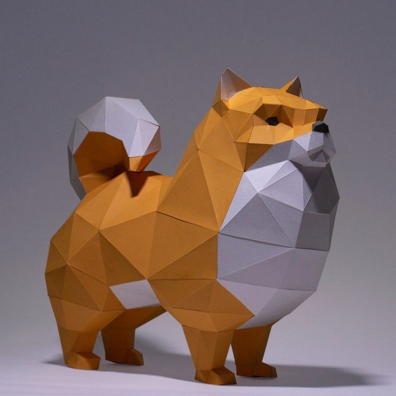 

Набор для создания 3D фигуры оригами papercraft Шпиц Papercraft