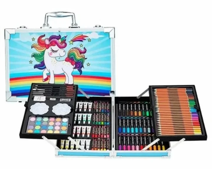 

Набор детский для творчества Drawing Board 145 предметов в чемодане Голубой (SM20011)