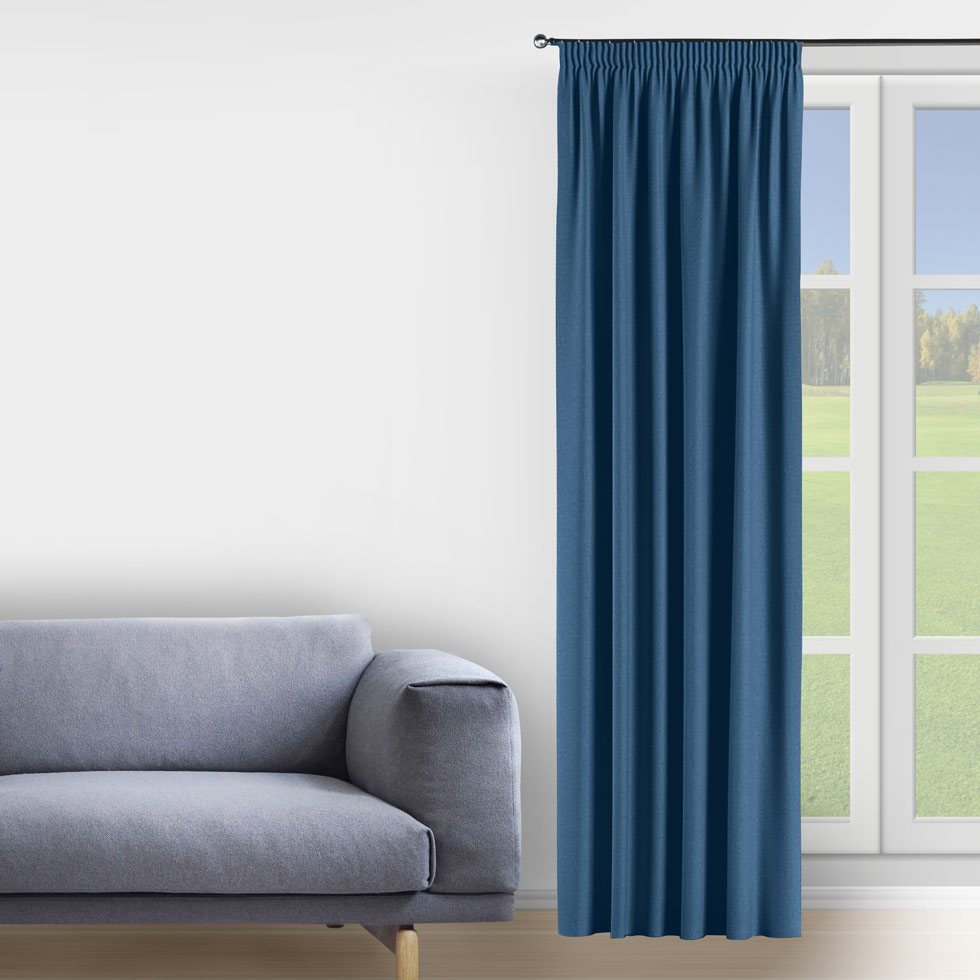 

Штора Decorator 300х275 синий блэкаут на тесьме FD10